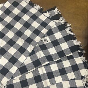 Set of Black and White Checkered Fringe placemats